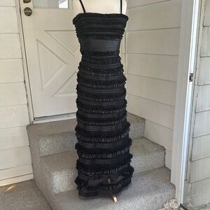 BCBGMaxAzria Black Tiered Ruffle Formal Dress